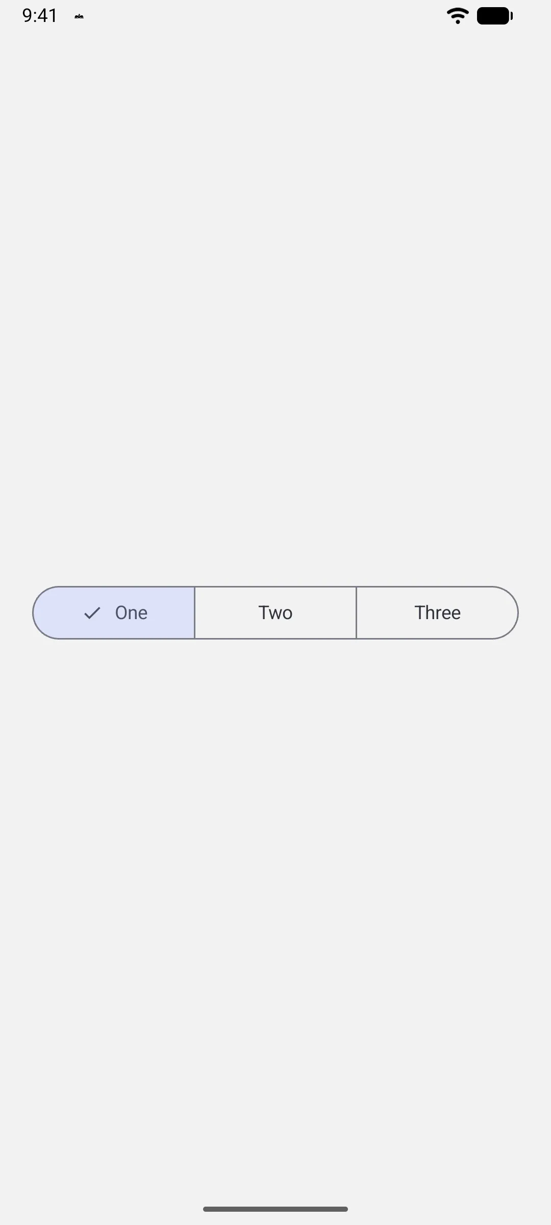 一个选中 One 的 Material 3 分段按钮行