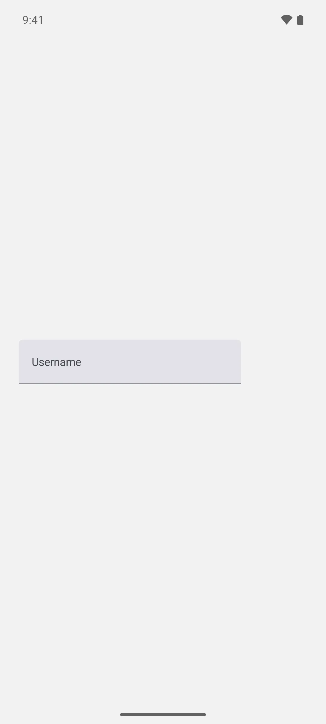 一个标注为 Username 的 Material 3 填充式文本字段