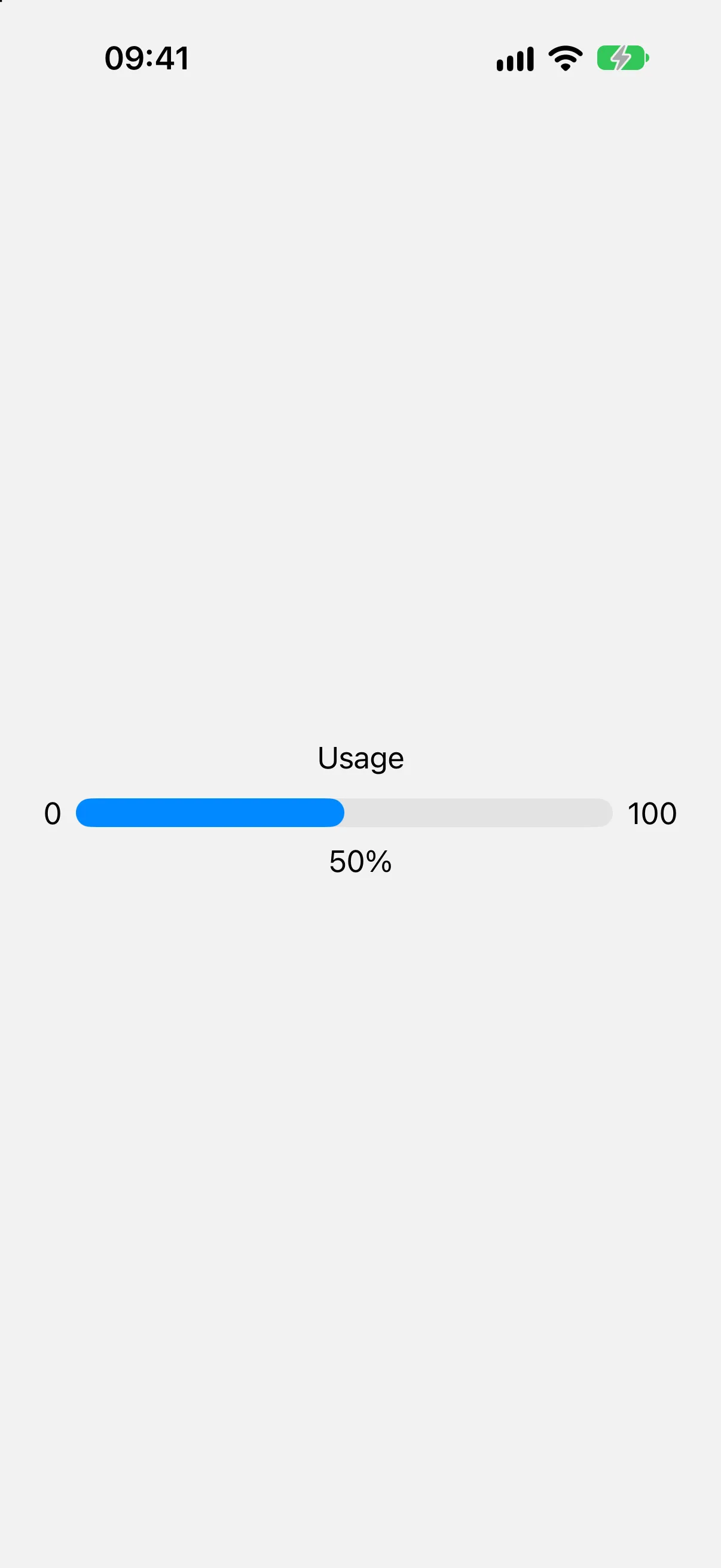 在 iOS 上渲染的带有当前值、最小值和最大值标签的仪表
