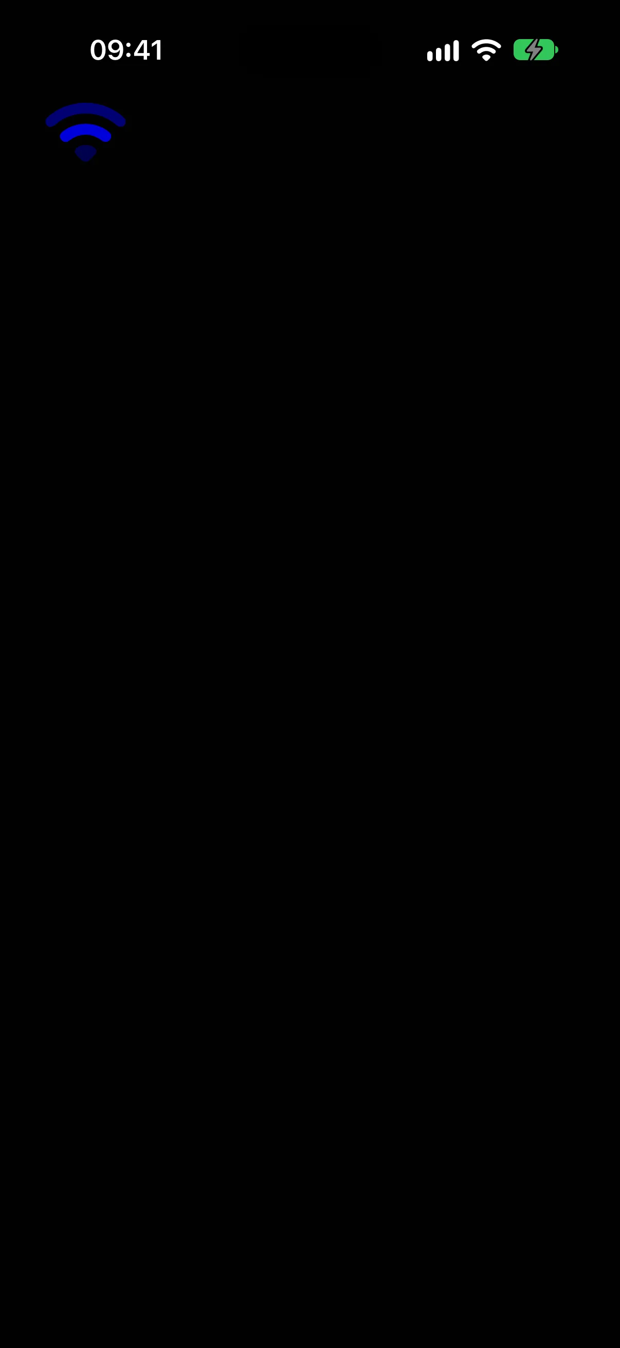 蓝色 Wi-Fi SF Symbol，显示可变颜色效果动画的一帧