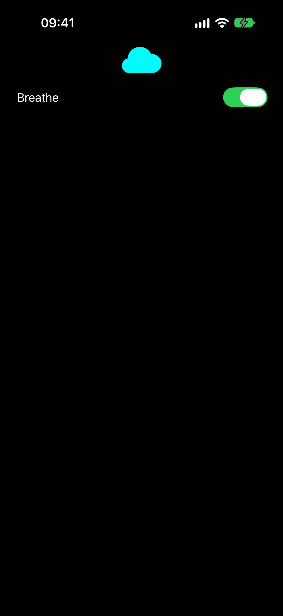 青色云朵 SF Symbol，下方是已开启的呼吸切换开关