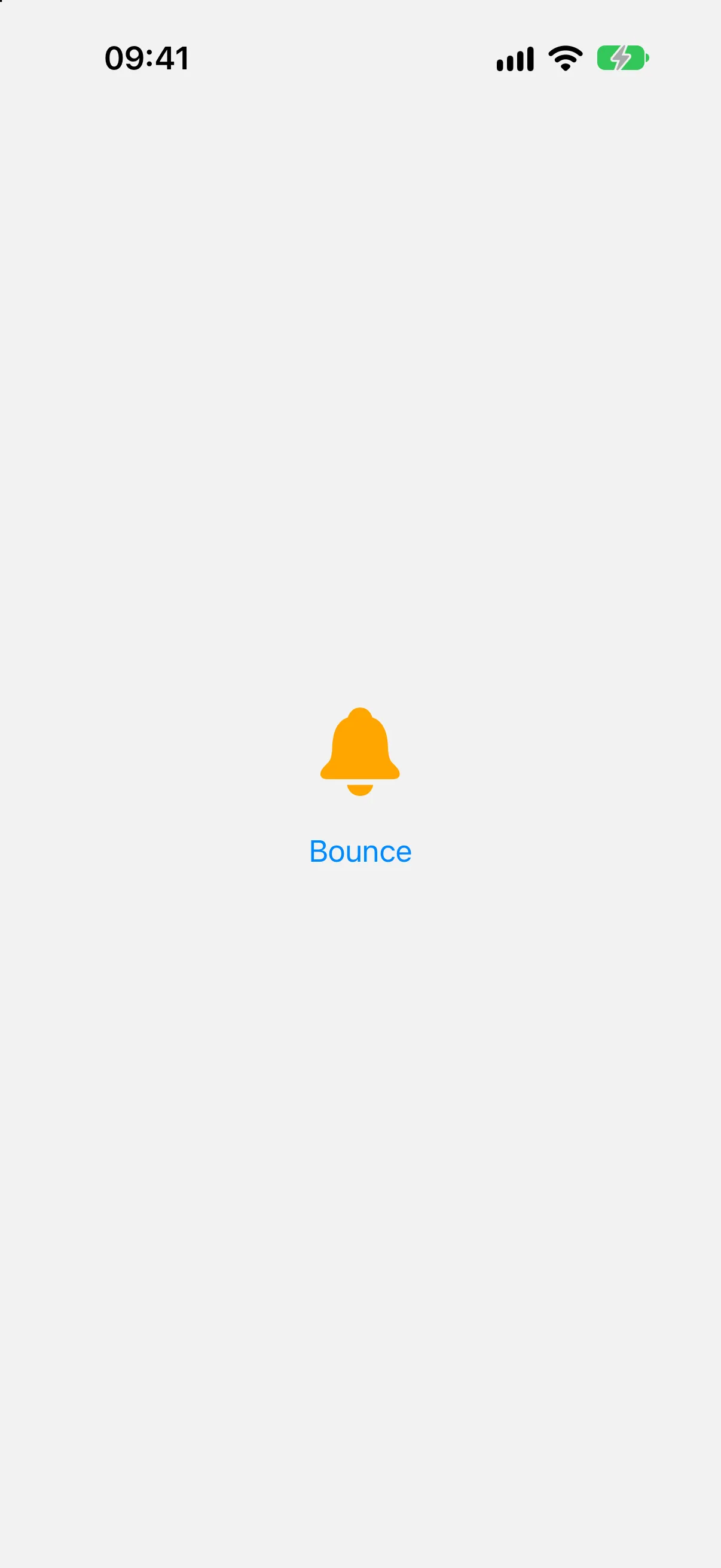 橙色铃铛 SF Symbol，下方是弹跳按钮