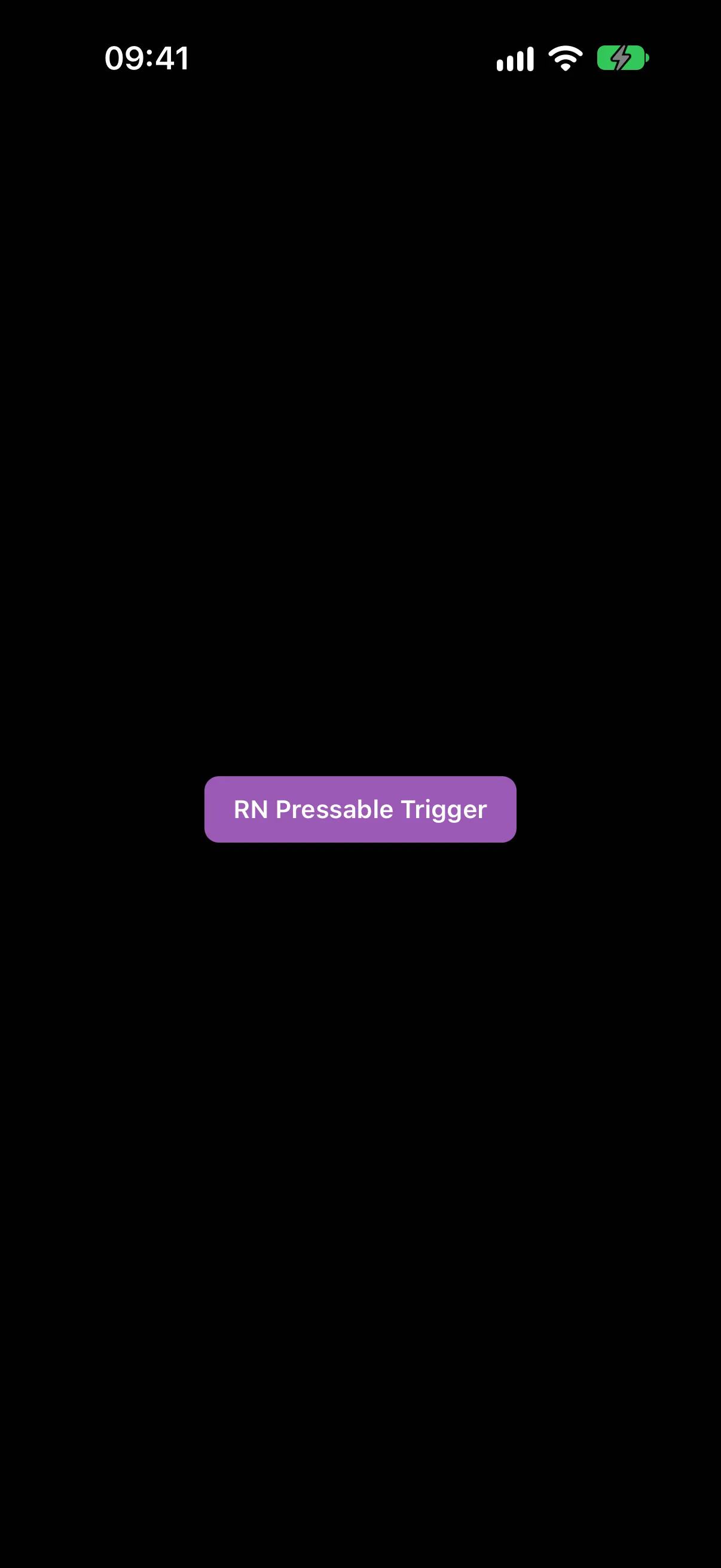 一个紫色的 React Native Pressable，用作菜单触发器