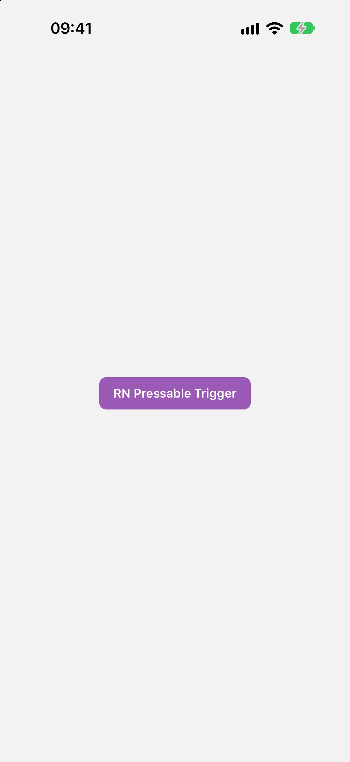 一个紫色的 React Native Pressable，用作菜单触发器
