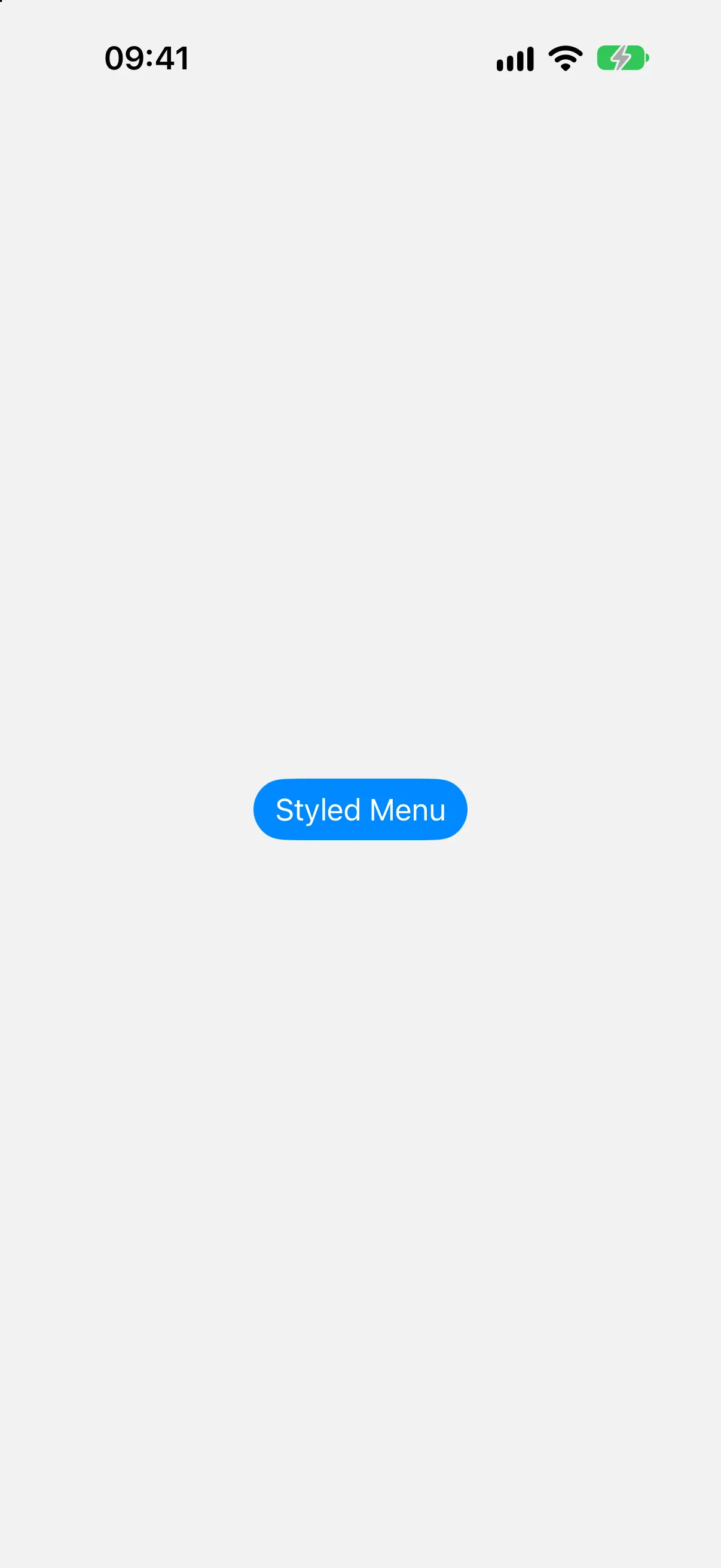 一个渲染为蓝色填充按钮的菜单触发器
