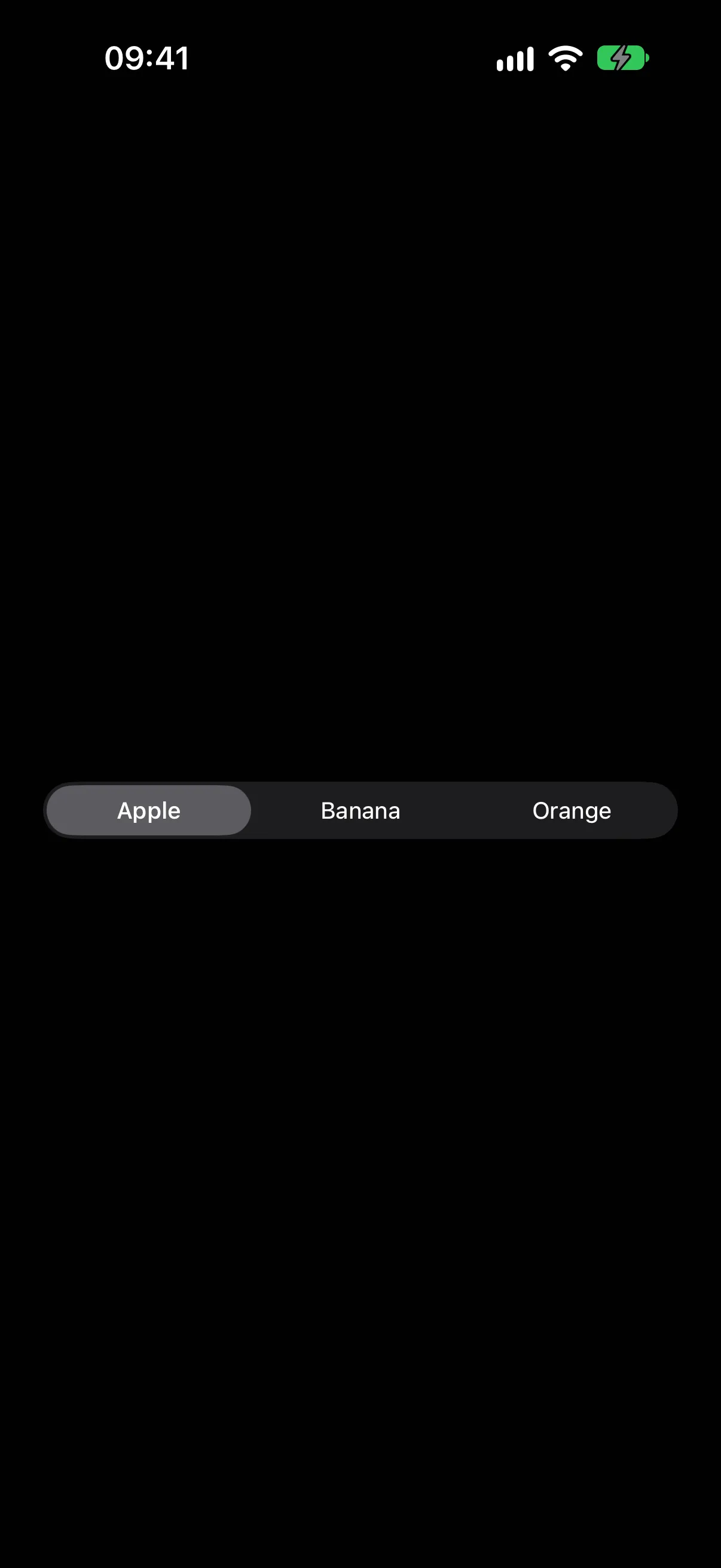 一个分段控件，其中 Apple 已选中，旁边是 Banana 和 Orange