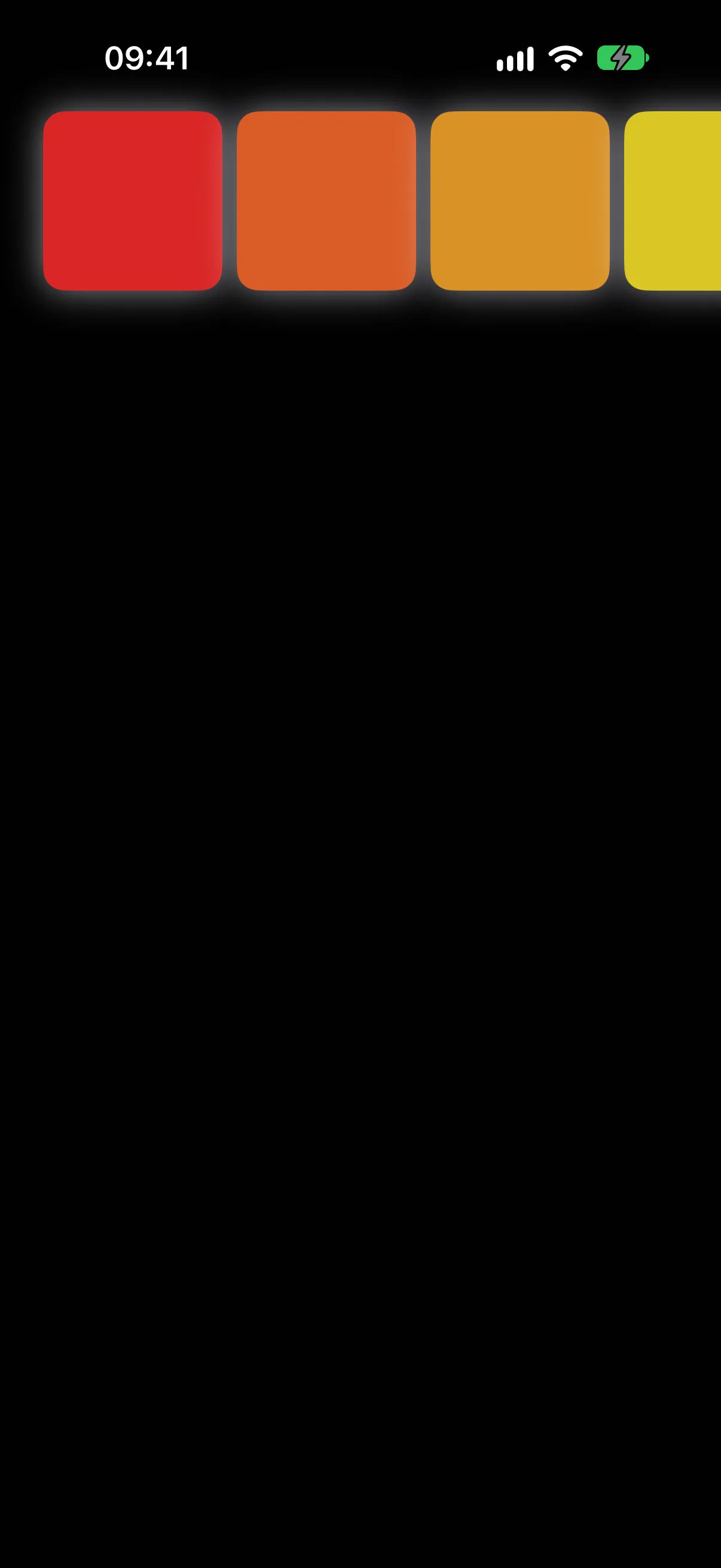 一排彩色方块，其阴影延伸到滚动边界之外