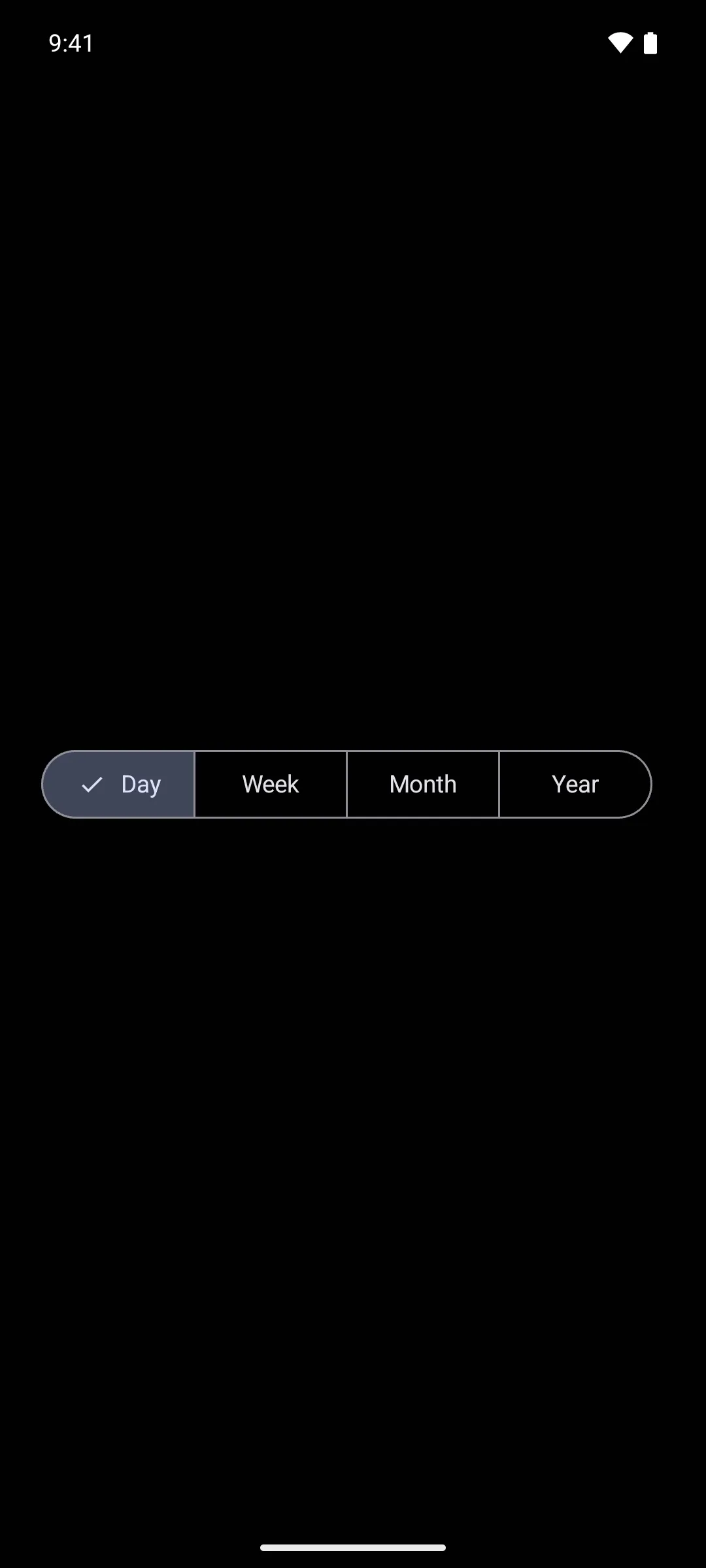 单选分段按钮行，包含 Day、Week、Month 和 Year，其中 Day 已选中
