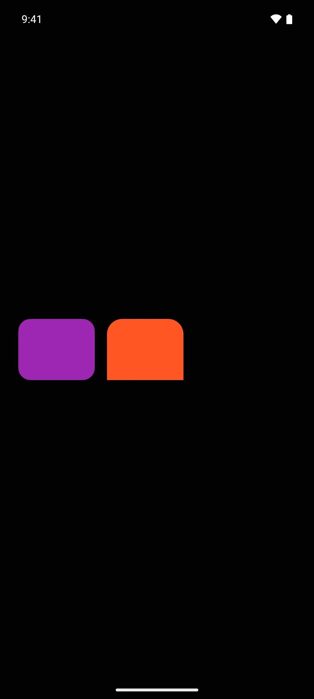 紫色圆角矩形旁边是一个仅顶部带圆角的橙色矩形
