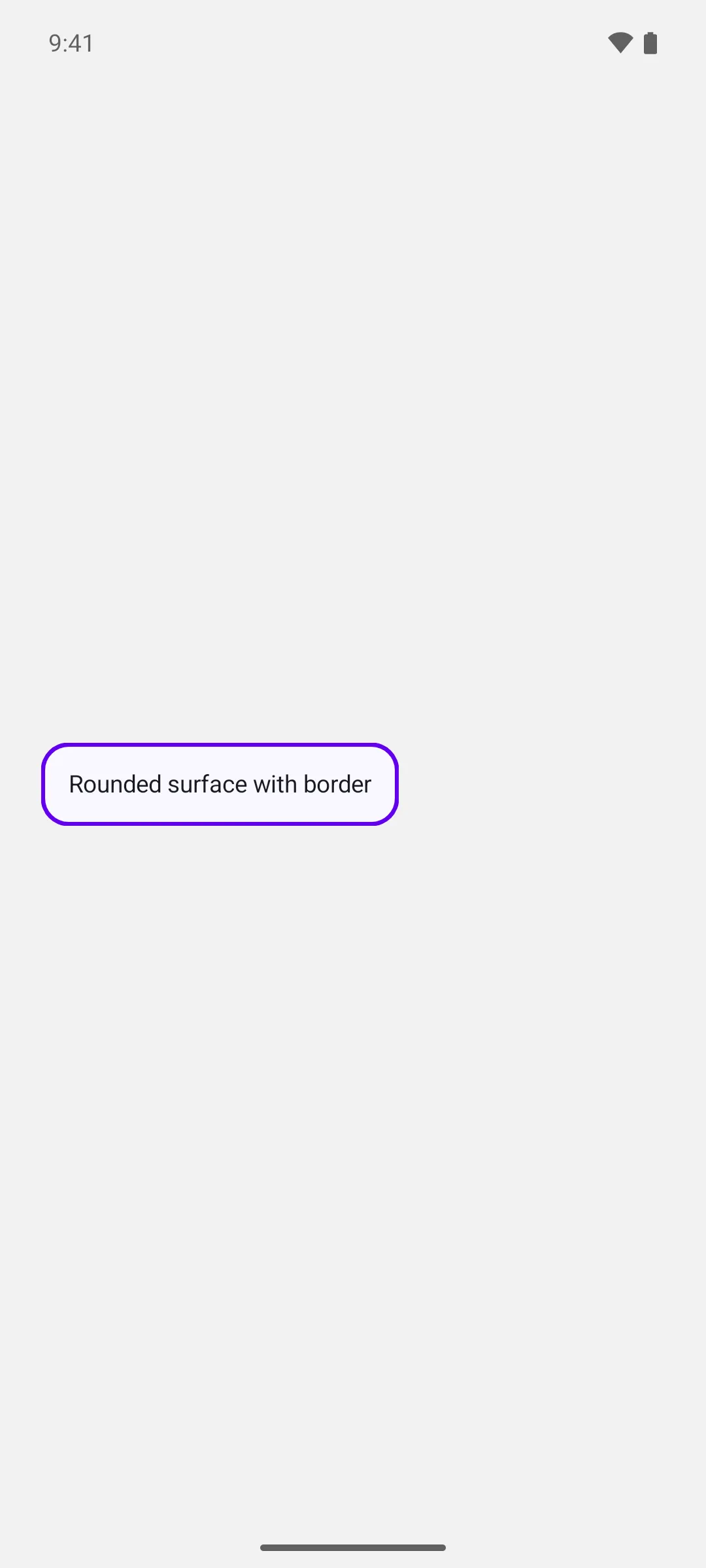 一个圆角为 16dp 的 Surface，外侧有一圈紫色的两像素边框
