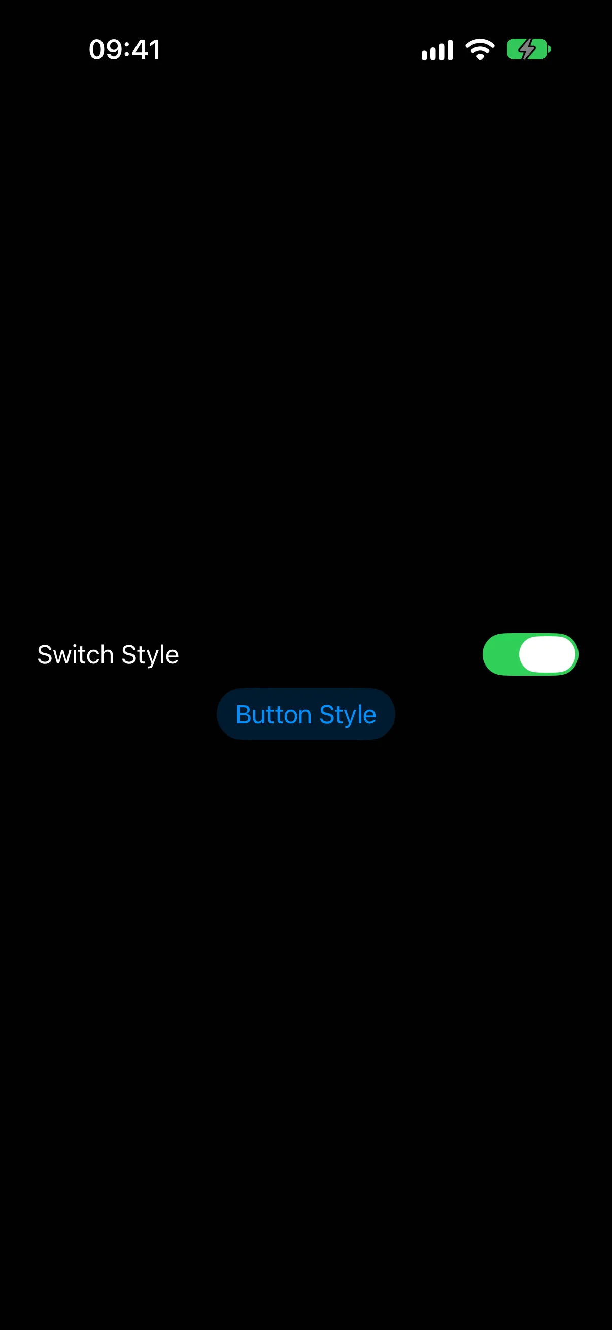 一个 Switch 样式的行，其开关处于开启状态，下方是一个处于选中填充状态的 Button 样式 Toggle