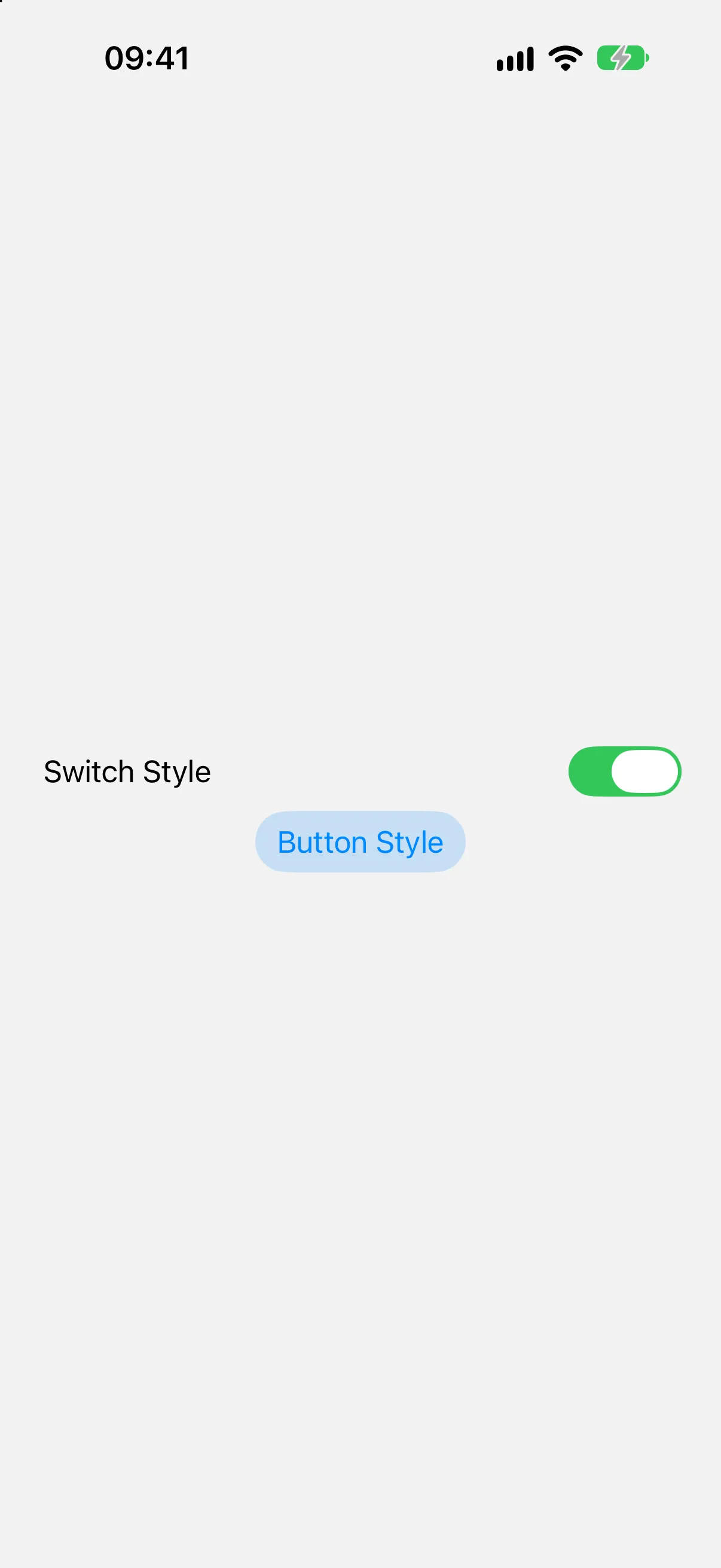 一个 Switch 样式的行，其开关处于开启状态，下方是一个处于选中填充状态的 Button 样式 Toggle