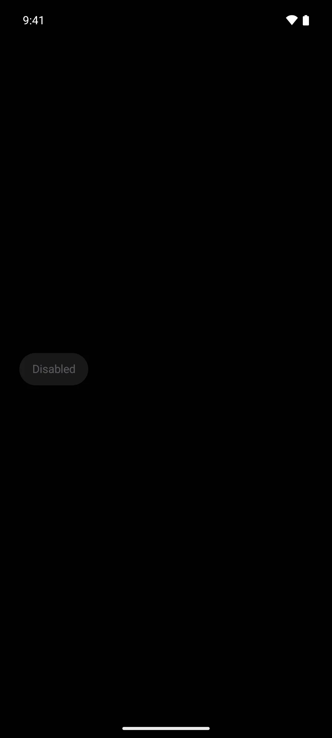 一个暗淡且不可交互、标记为 Disabled 的切换按钮