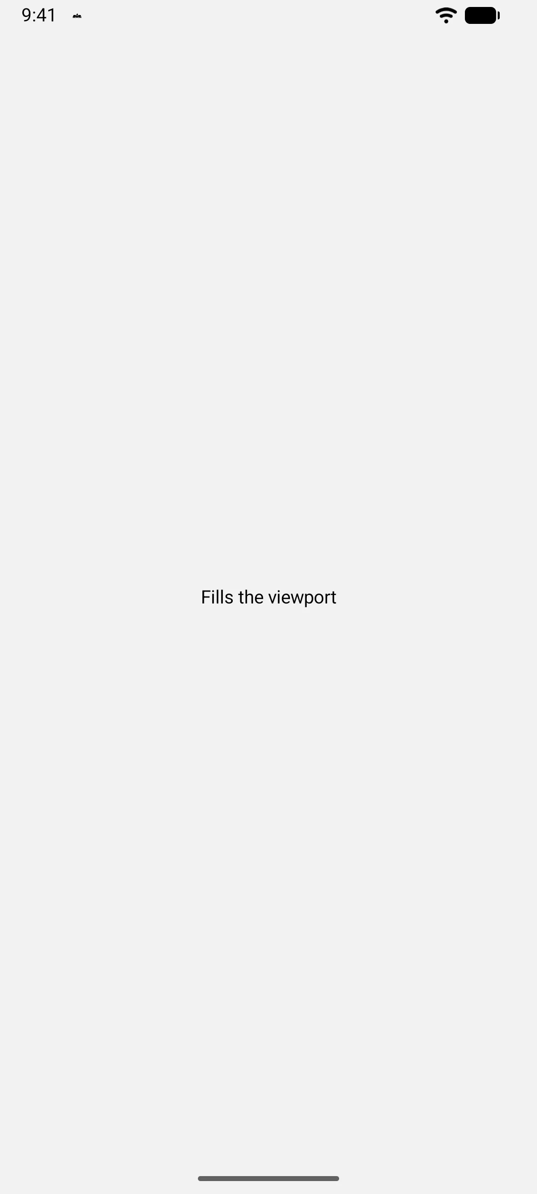 屏幕中央显示的 Fills the viewport 标签