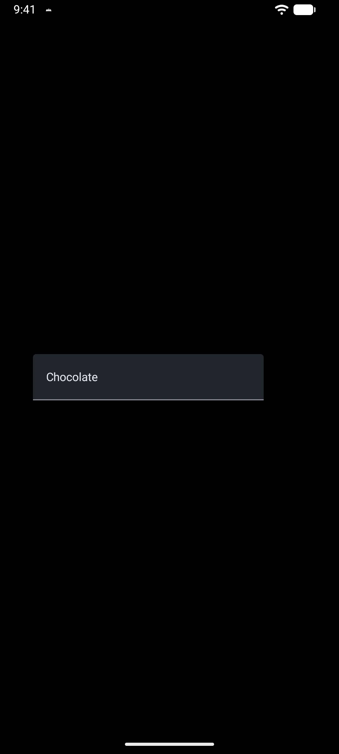 设置为 Chocolate 的下拉选择器，这是转轮外观在 Android 上的回退形式
