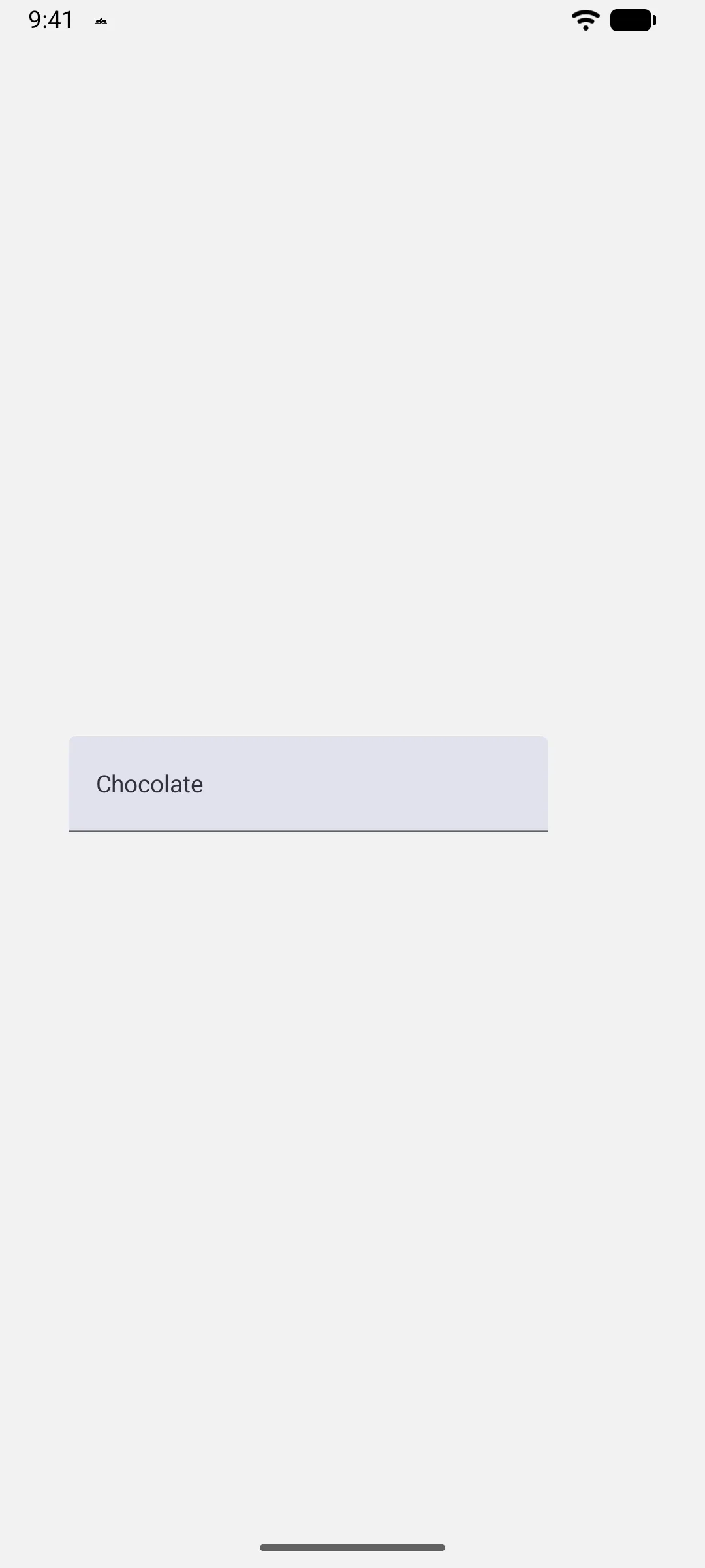 设置为 Chocolate 的下拉选择器，这是转轮外观在 Android 上的回退形式