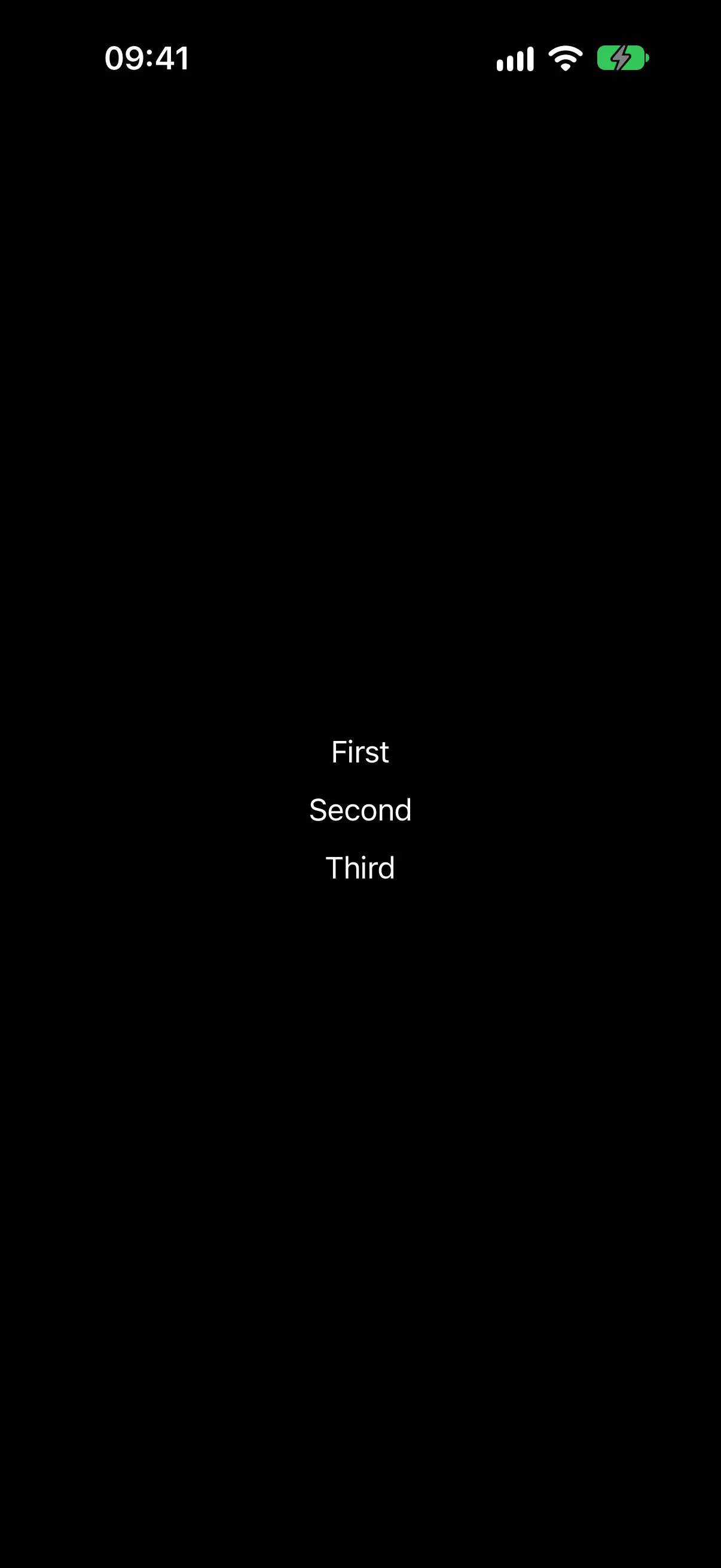 单词 First、Second 和 Third 由上到下堆叠