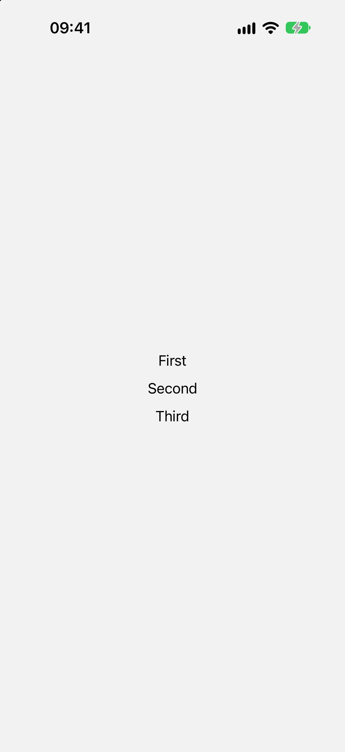 单词 First、Second 和 Third 由上到下堆叠