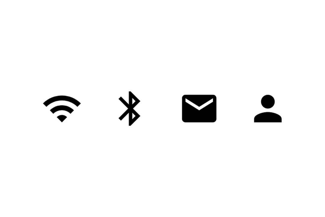 使用 Material 3 Icon 组件渲染的 Wi‑Fi、蓝牙、邮件和个人图标