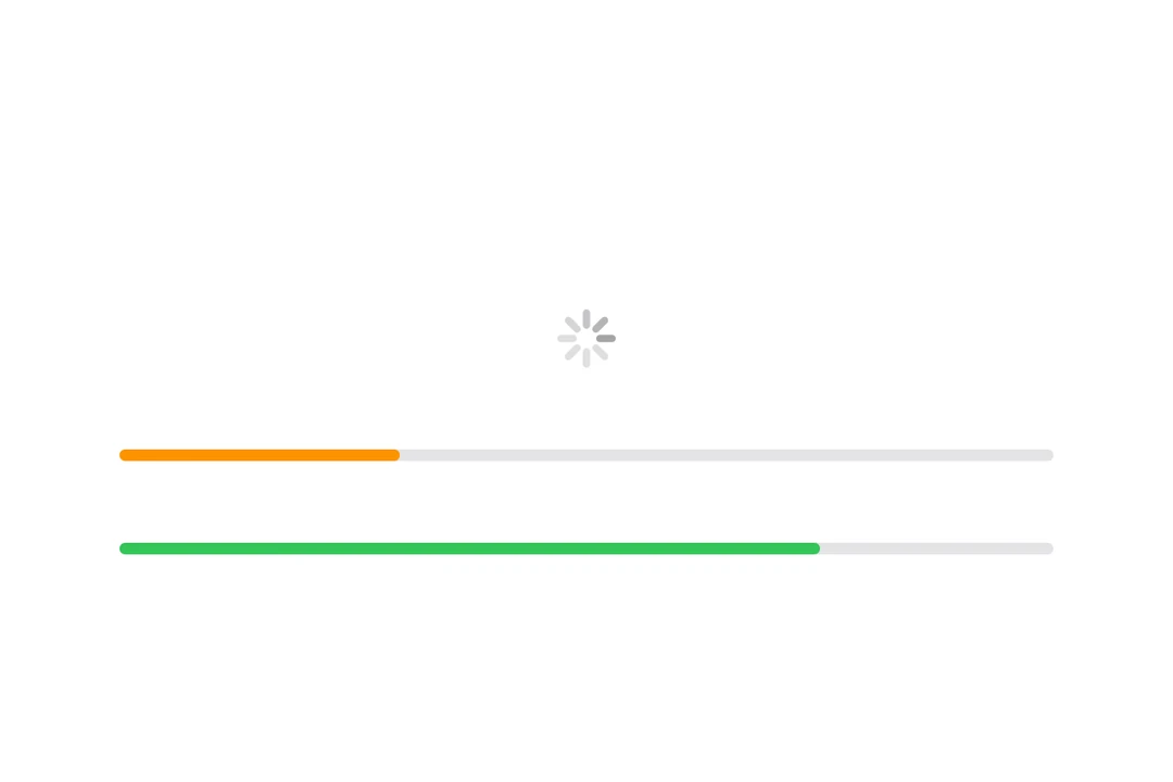 不确定状态的 spinner 和一个带标签的确定性 ProgressView