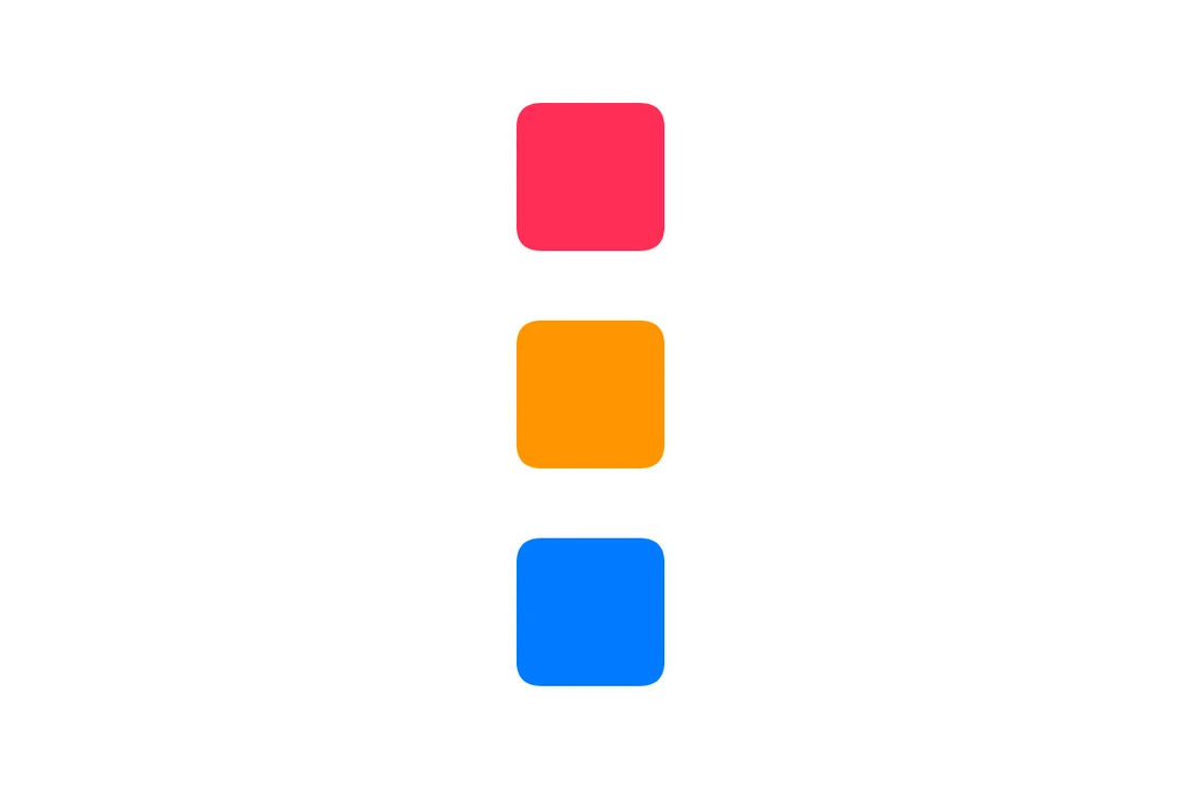 VStack 中垂直堆叠的四个带编号的彩色圆角方块