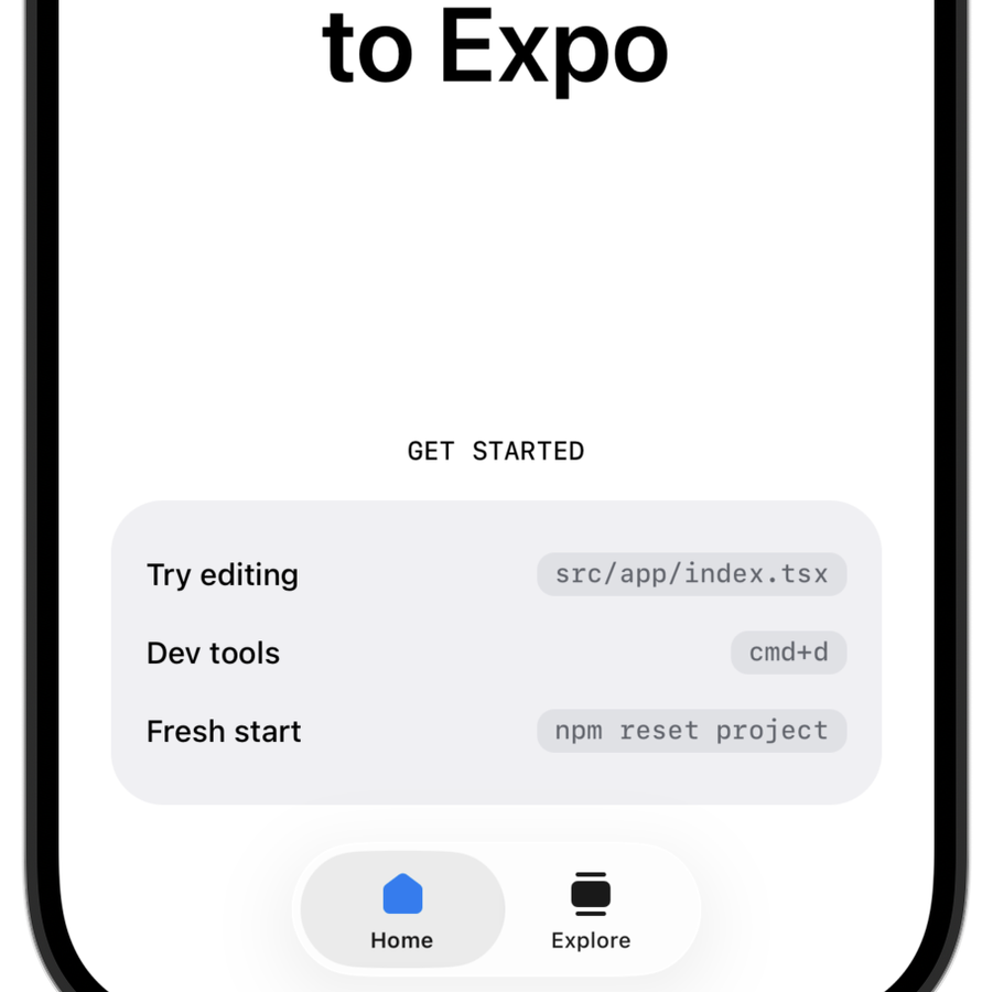 Two tabs in an Expo app